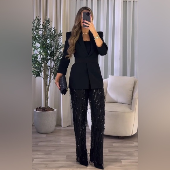 ZARA FRINGED SEQUINS LEGGINGS BLOGGER FAV - Picture 6 of 10